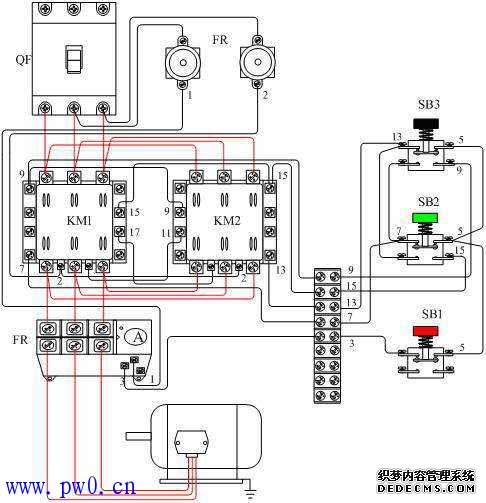 三相异步电机正反转实际接线图