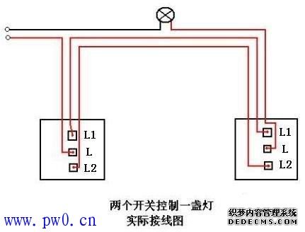 两个开关控制一盏灯接线图