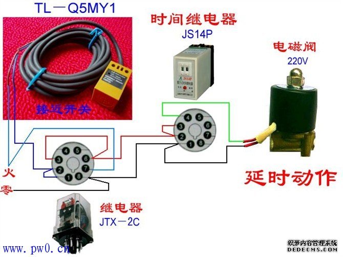 时间继电器延时启动控制接线图
