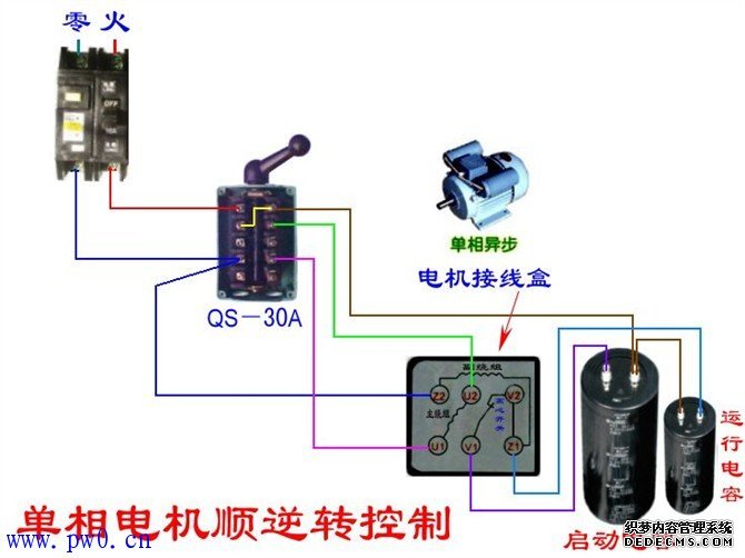 单相电动机顺正反转控制电路图