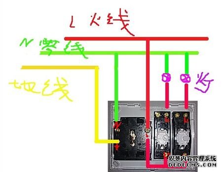 两开五孔插座接线图