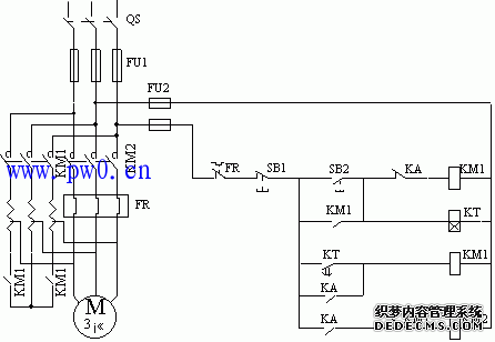 串自耦变压器降压起动控制线路