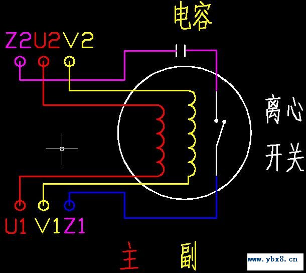 倒顺开关控制的单相电机正反转