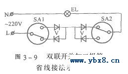 多处控制一盏灯双联开关的几种接法