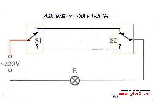 两个单联开关控制一盏灯