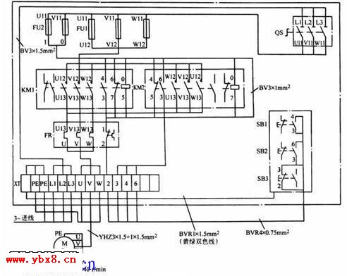 三相异步电机正反转控制线路图