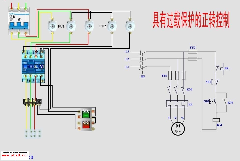 具有过载正反转三相异步电动机控制图