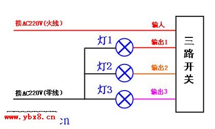 三路遥控开关接线图