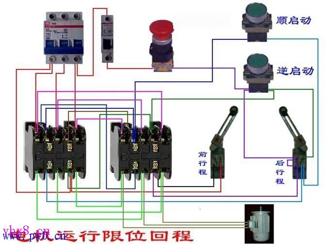 电机运行限位回程控制接线图