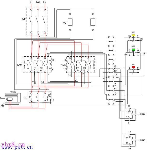 电动机自动往返运行控制接线图