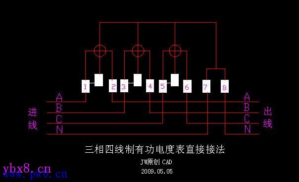 电度表的接线图-单相-三相四线