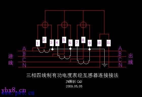 电度表的接线图-单相-三相四线