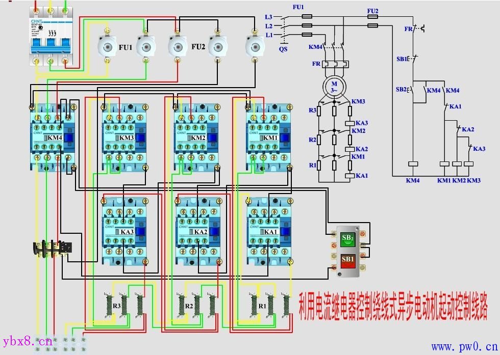 电流继电器控制绕线式异步电动机起动控制线路