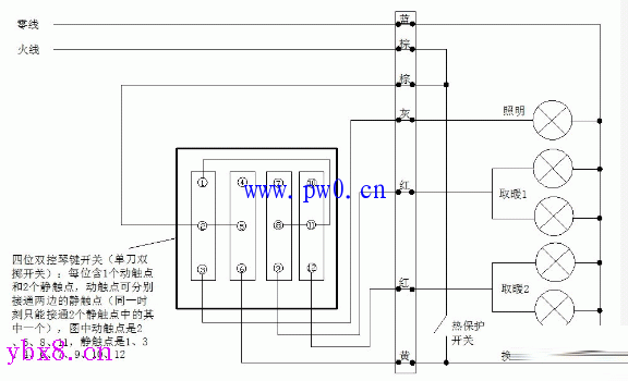 浴霸开关接线图 浴霸开关接法