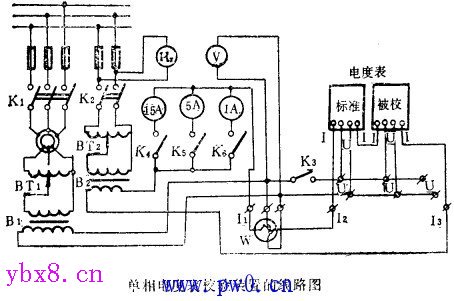 单相电度表校验装置的线路图