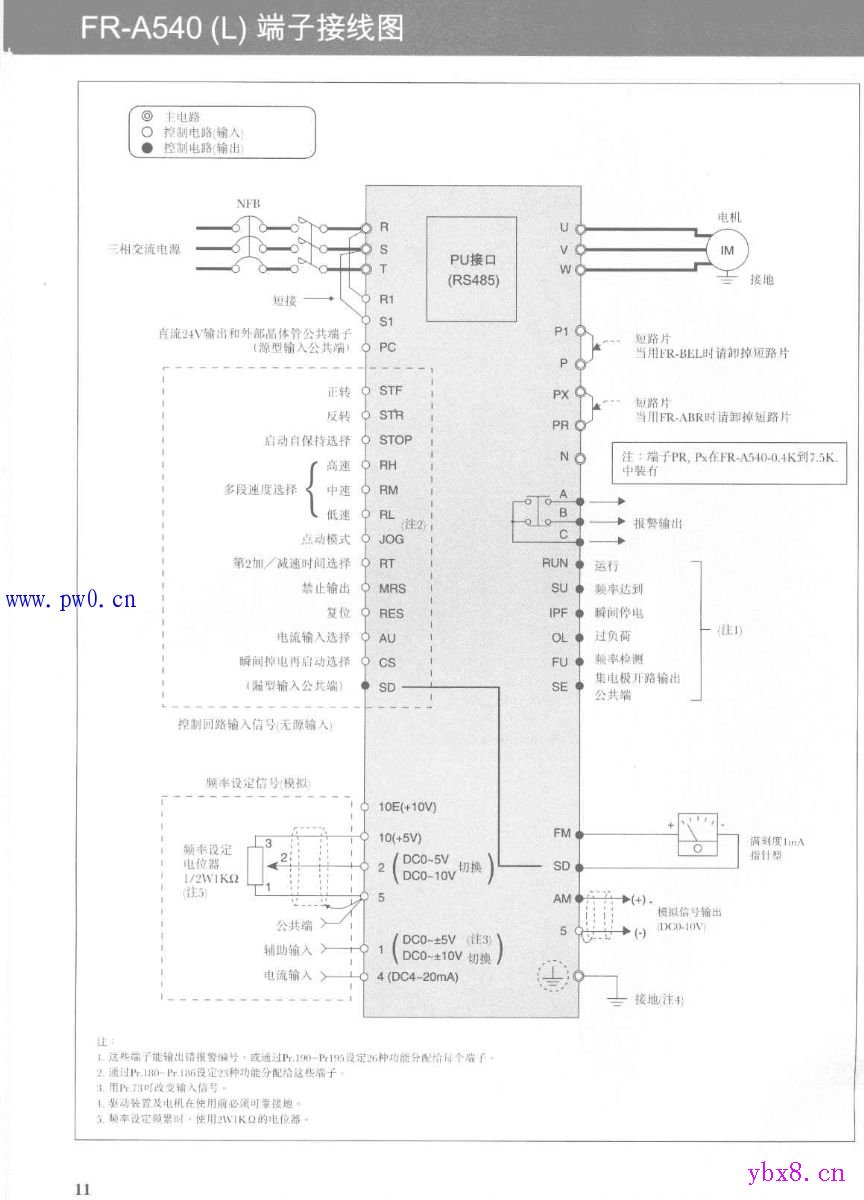 三菱FR-A540典型接线图