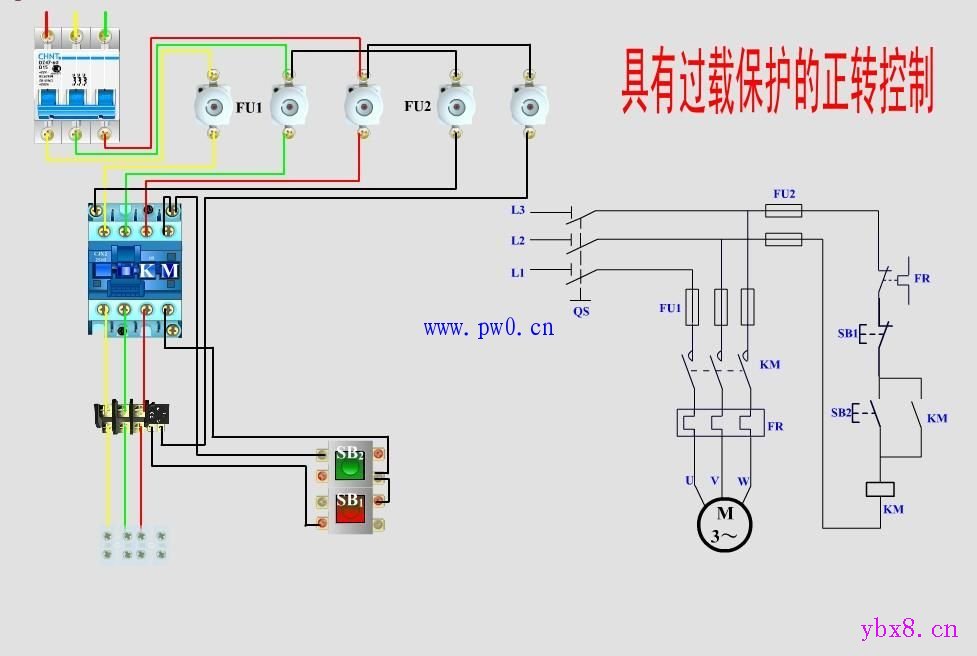 常用电动机控制接线图[实物接线 原理图]