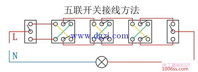 各种开关组合到一起控制灯的接线图