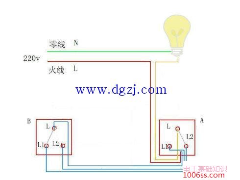 单控改双控怎么接线?单控改双控开关接线图