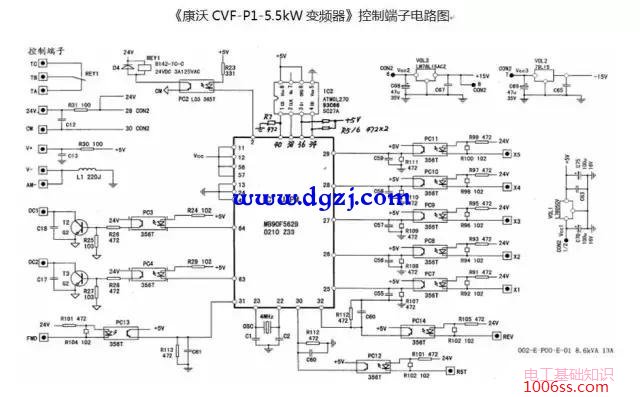 康沃变频器控制端子电路图讲解