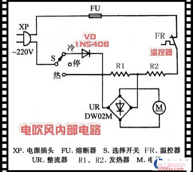 电吹风电路图详解电吹风开热风工作一会即断电