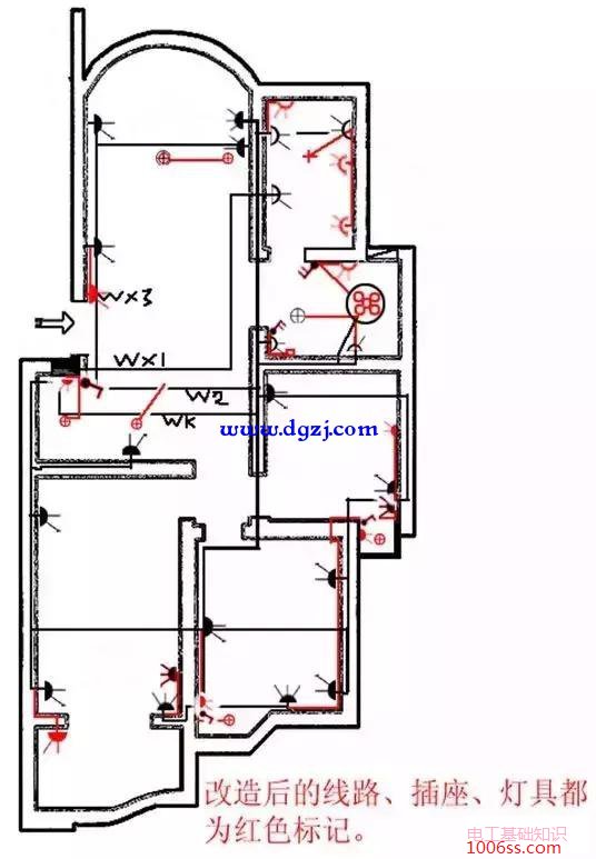 电线接线图教程_家装电线布线实例图
