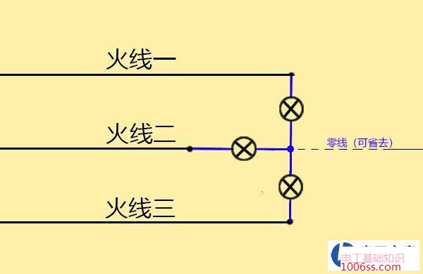 三相无零时能使220V灯泡亮吗