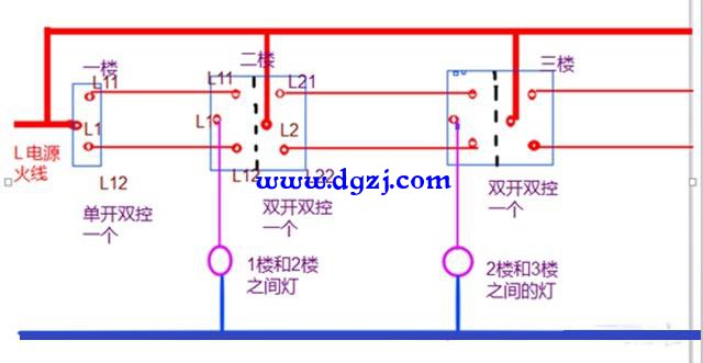 三控开关怎么接线_三位双控开关接线图解_三控开关接线图实物图