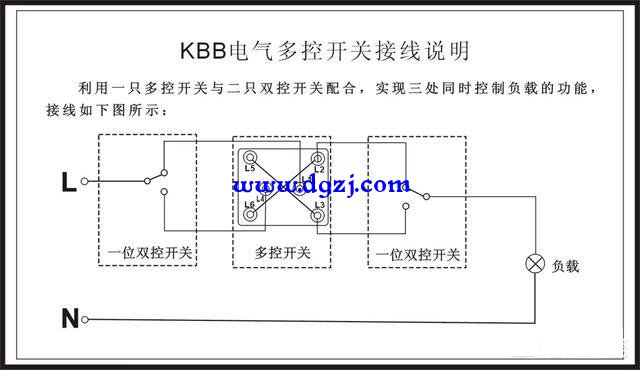 组合插线式和螺纹端子接线式多控开关接线图