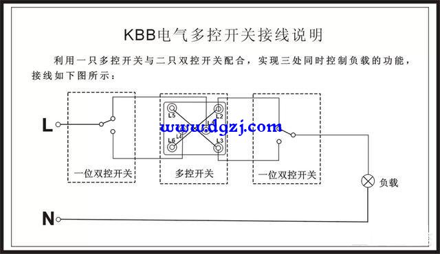 组合插线式和螺纹端子接线式多控开关接线图