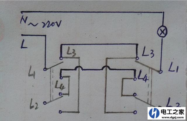 多控开关当作单开双控开关用的接线方法