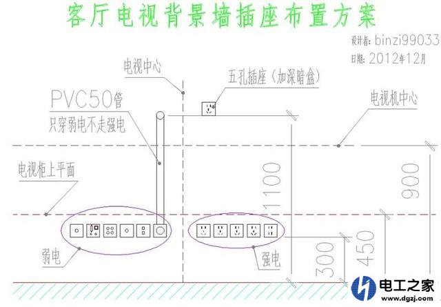 电视墙插座布置设计图