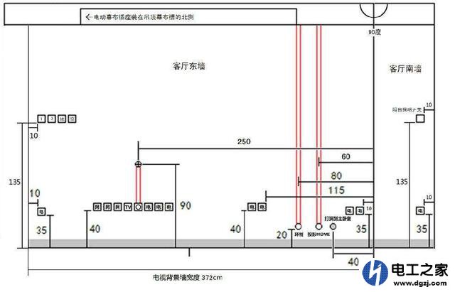 电视墙插座布置设计图