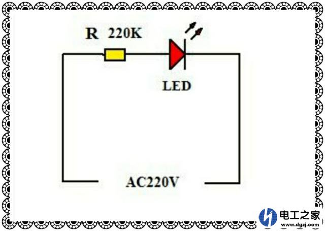 普通亮度LED接于交流220V电路的方法