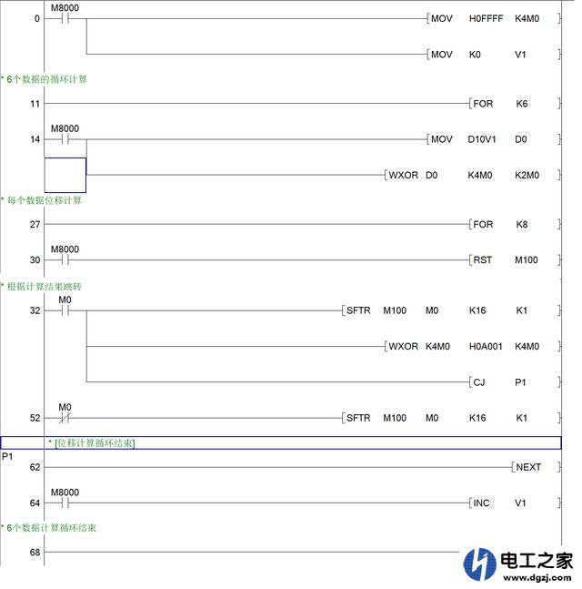 三菱plc中循环指令如何使用