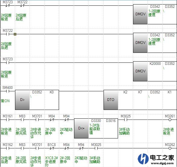 三菱PLC控制伺服正反转梯形图