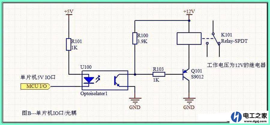 光耦隔离通过三极管驱动继电器电路分析
