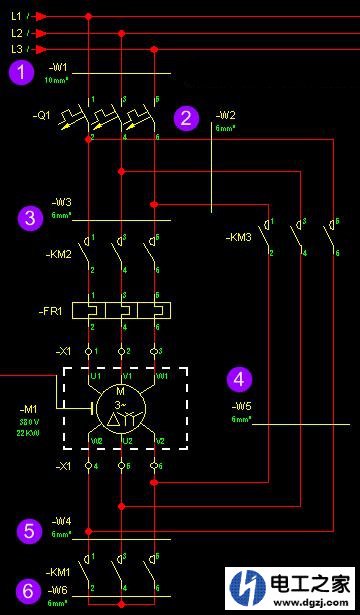 22KW电机星三角启动电柜内主线放多大合适