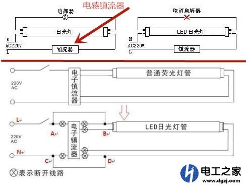 家用的LED日光灯管怎么接线