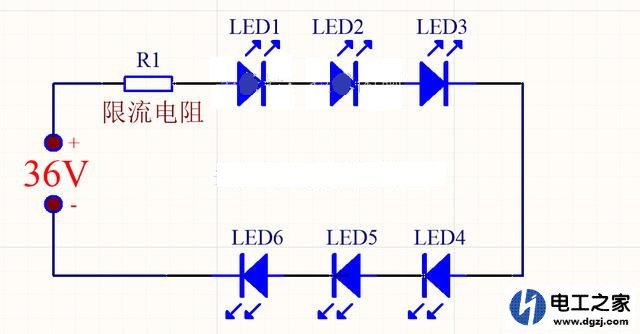 直流36V电压驱动LED灯珠原理