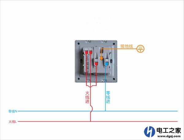 一开五孔面板双控照明灯且不影响插座模块使用的接线方法