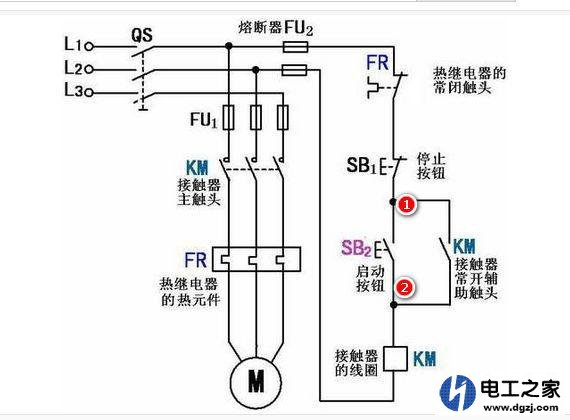 一个马达的启动停止自锁电路图