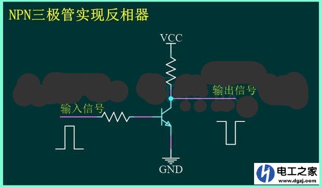 三极管实现反相器的原理图和工作原理